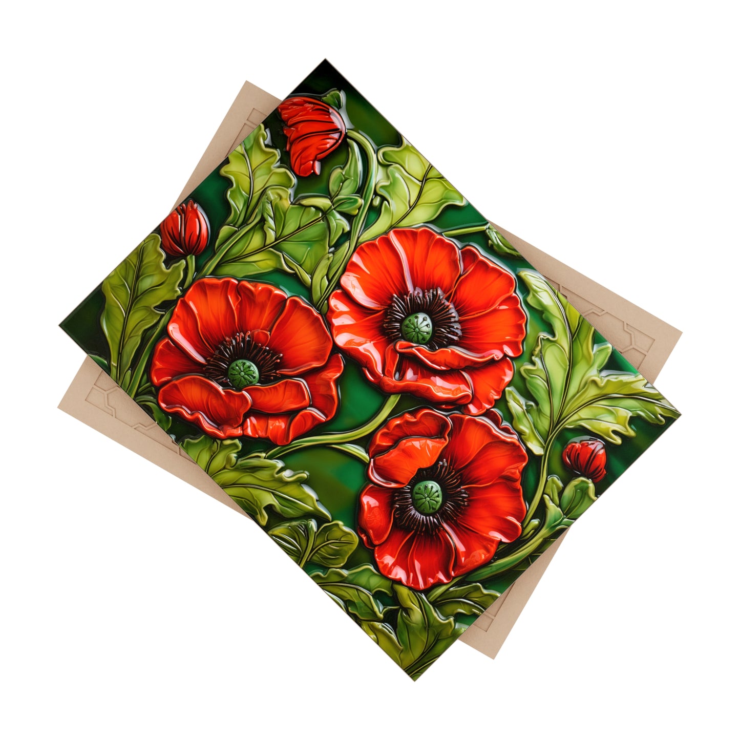 Three Poppies Ceramic Tile.