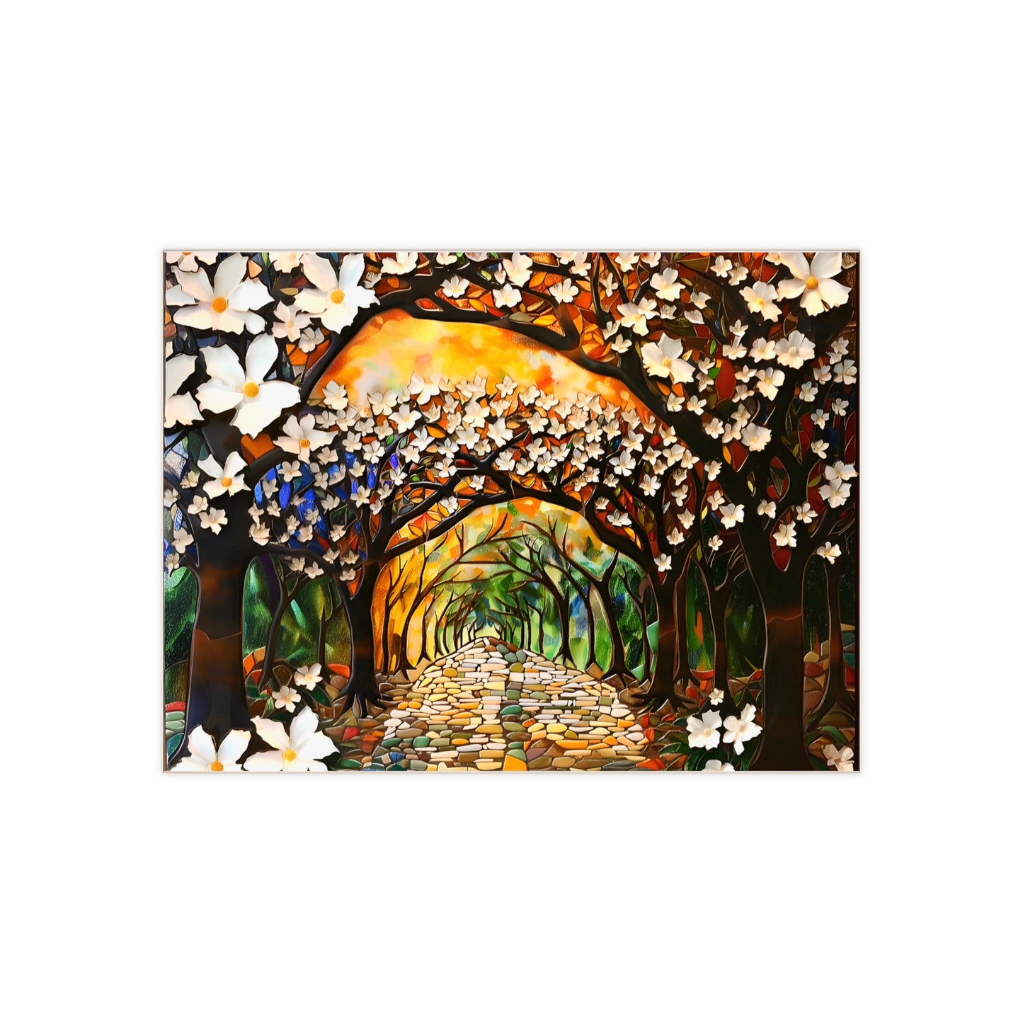 Arboreal Canopy Ceramic Tile or Mural. Floral Backsplash.