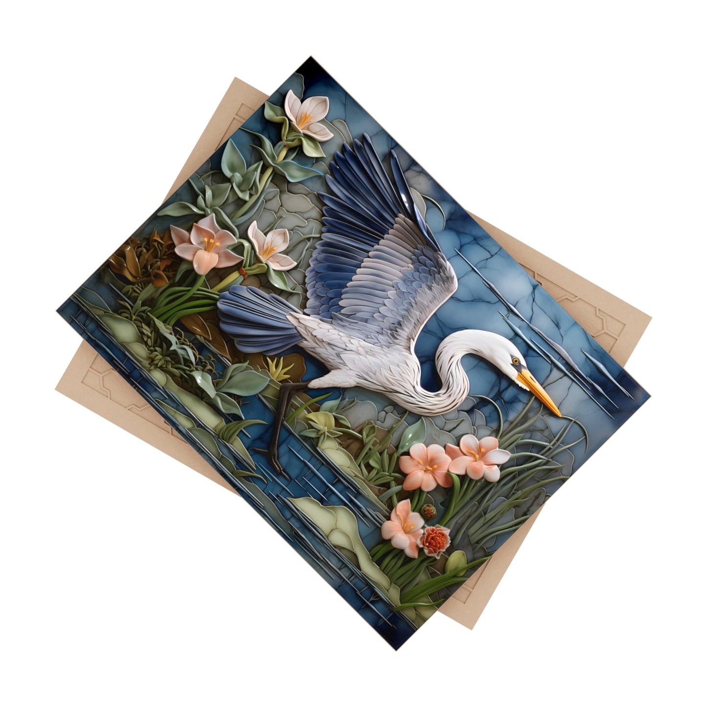 Blue Heron in Flight Ceramic Tile or Mural.