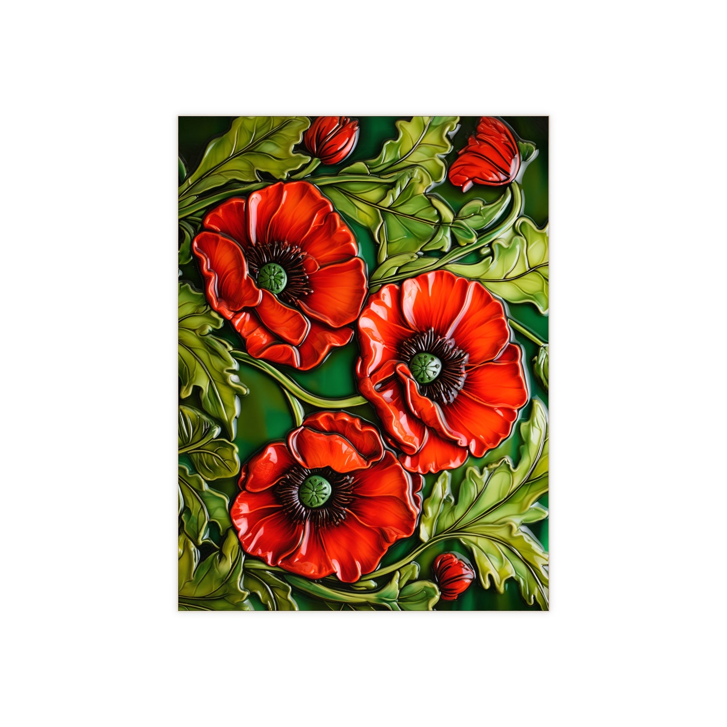 Three Poppies Ceramic Tile.