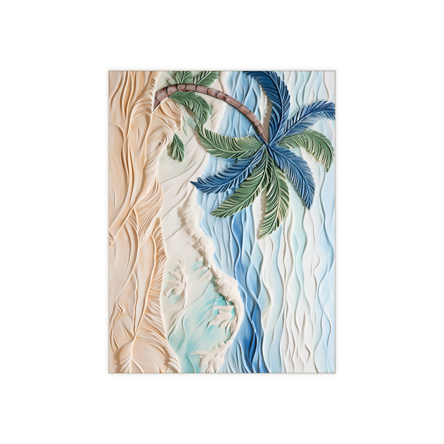 Palm Tree by the Ocean Ceramic Tile, Beach Accent Tile, Seaside Decorative Tile