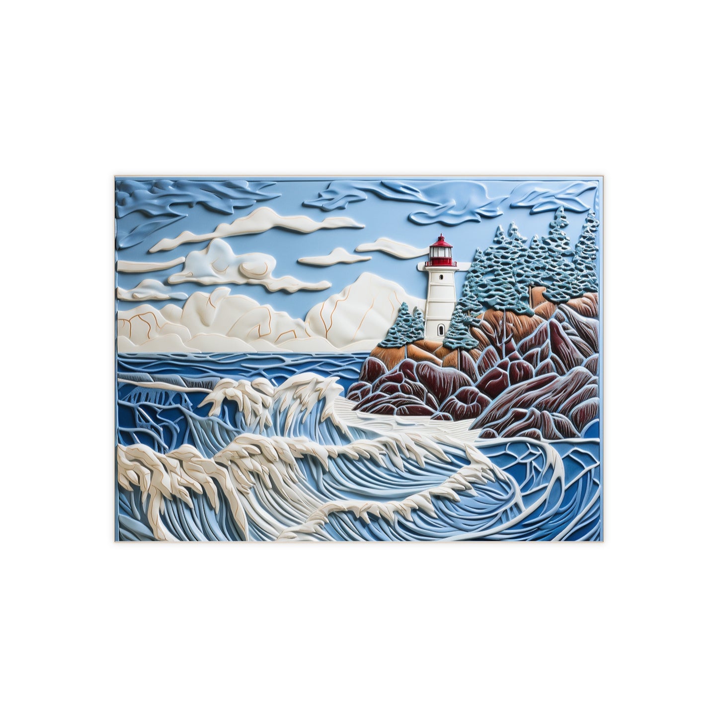 Lighthouse Ceramic Accent Tile or Mural. Kitchen Backsplash Lighthouse Mosaic.