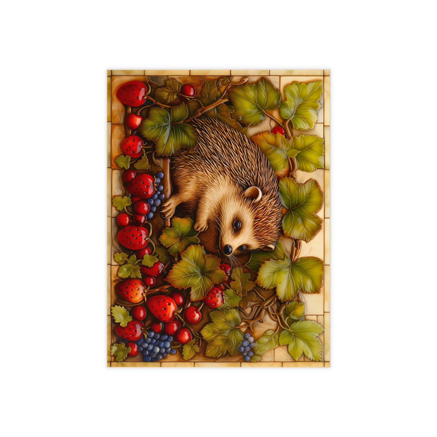 Hedgehog Ceramic Photo Tile. Set of 2.