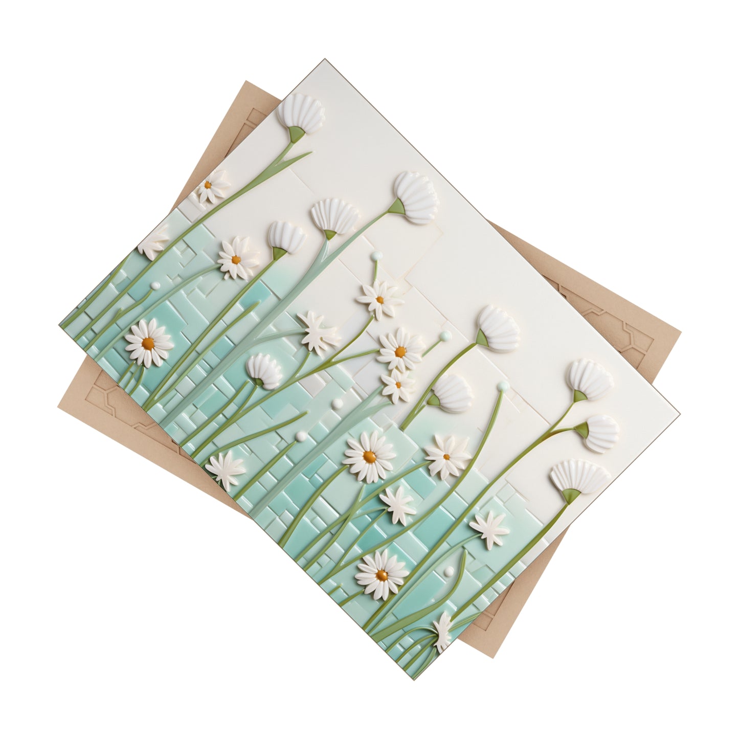 Daisies Tile, Set of 4, Ceramic Daisy Tiles