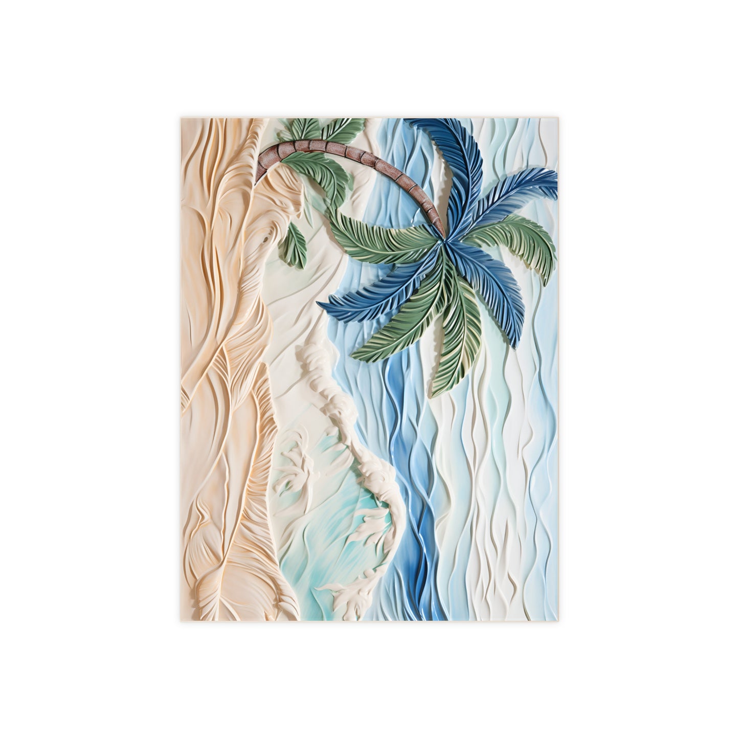 Palm Tree by the Ocean Ceramic Tile, Beach Accent Tile, Seaside Decorative Tile