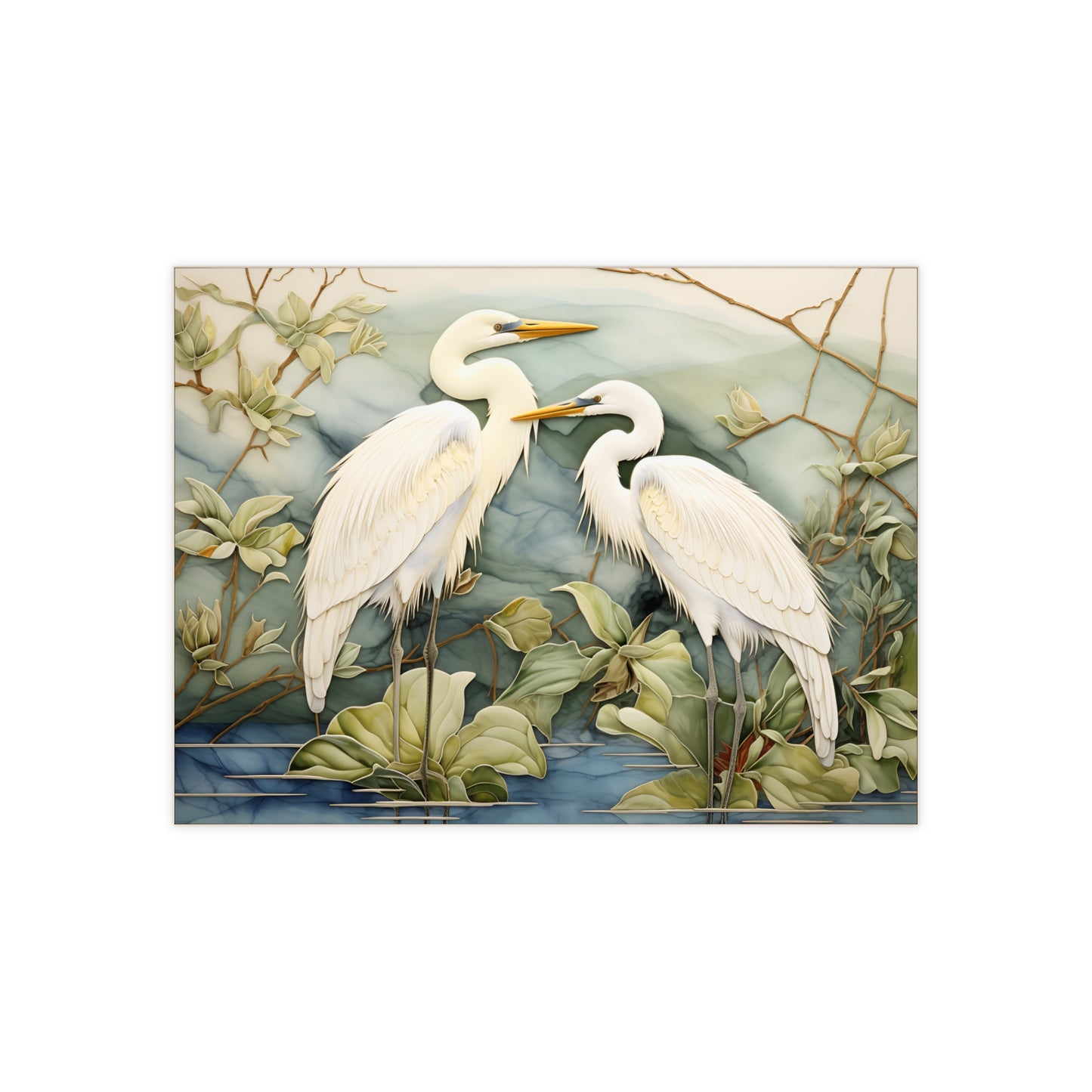 Egrets on the Marsh Tile or Mural