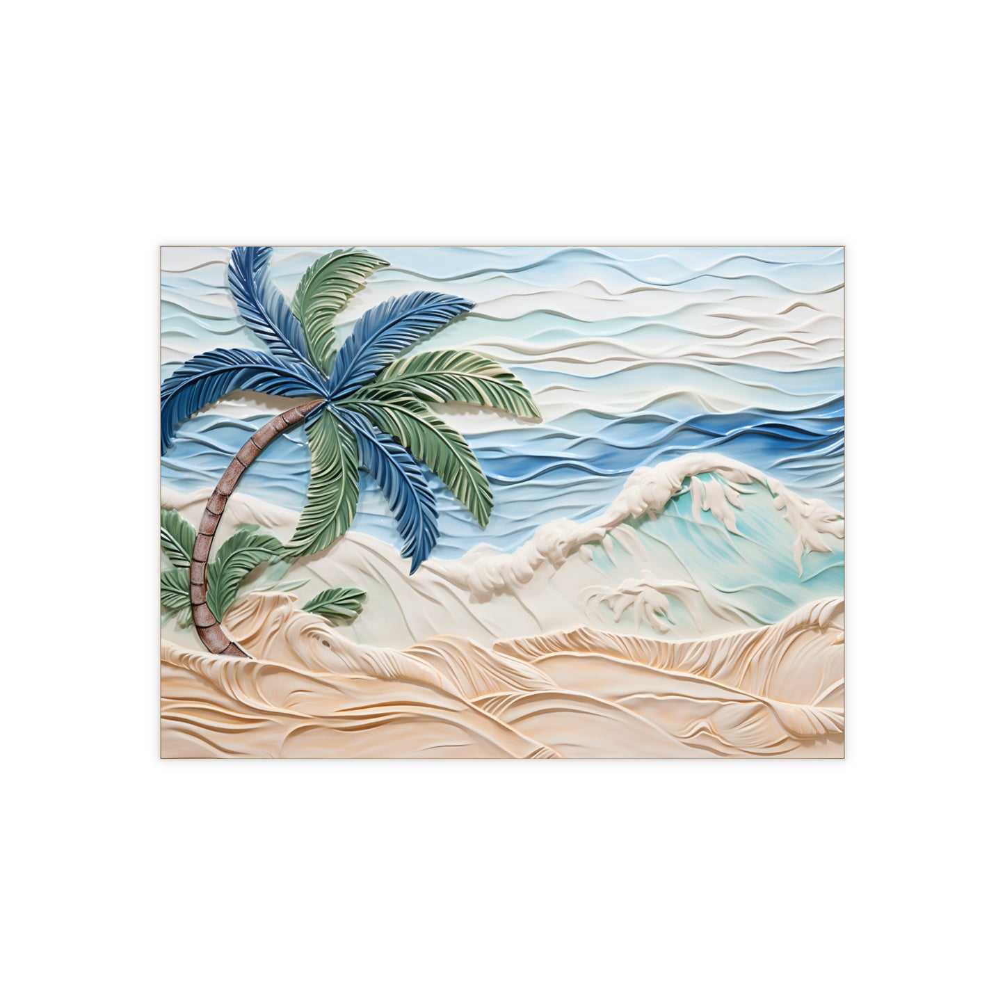 Palm Tree by the Ocean Ceramic Tile, Beach Accent Tile, Seaside Decorative Tile