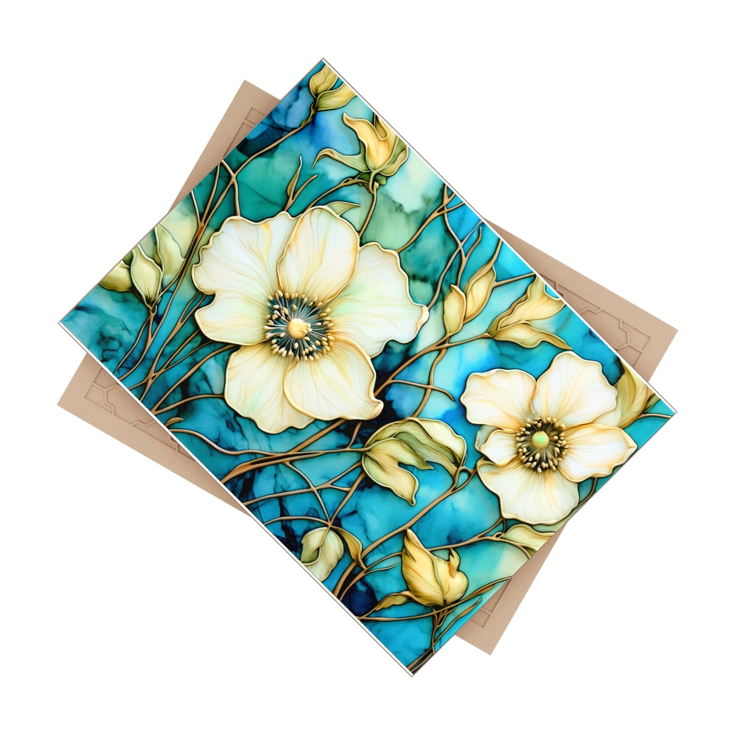 White Wildflowers Ceramic Accent Tile or Mosaic.