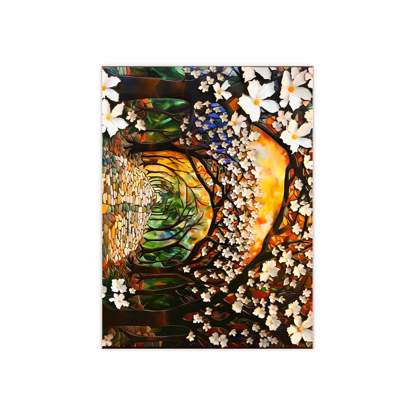 Arboreal Canopy Ceramic Tile or Mural. Floral Backsplash.
