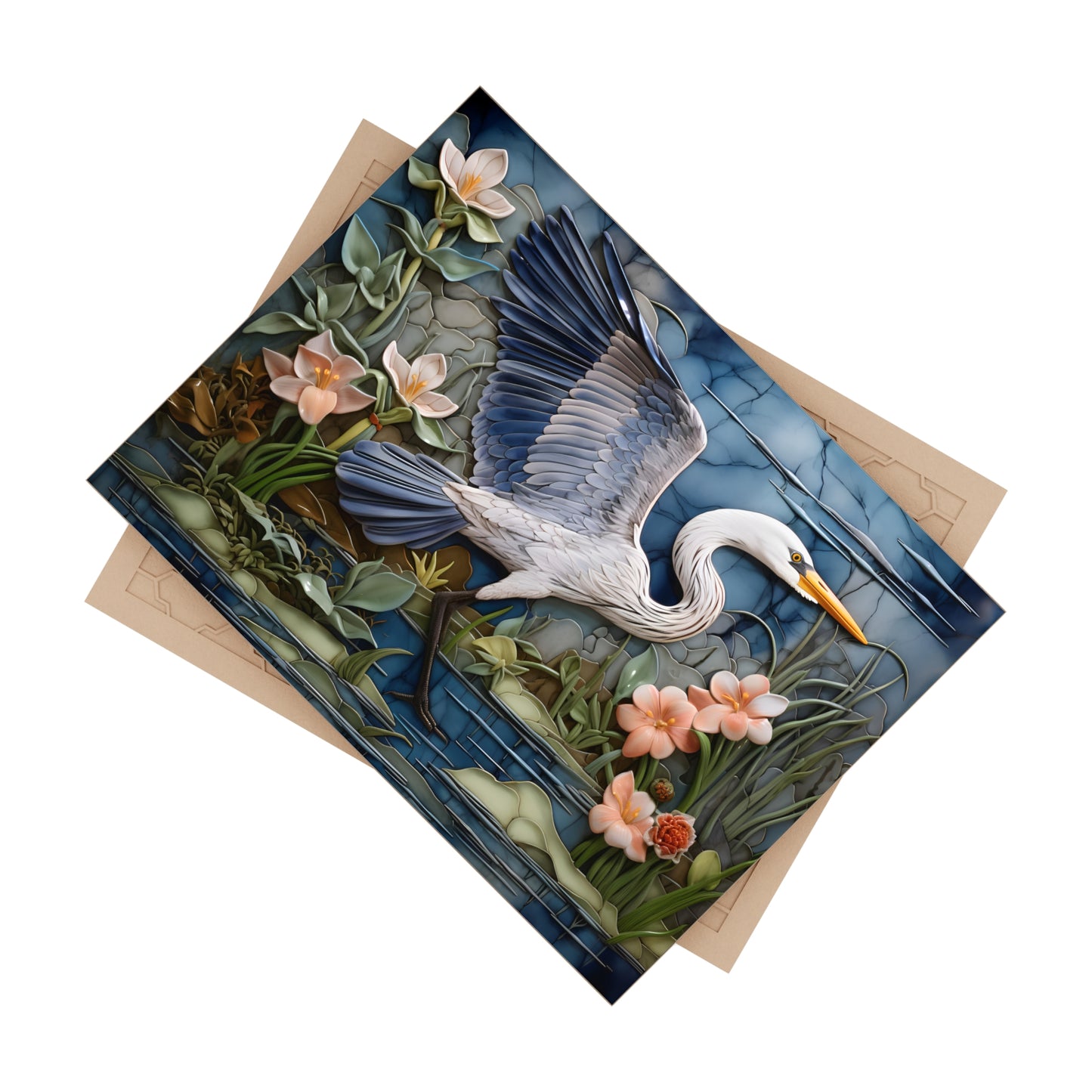 Blue Heron in Flight Ceramic Tile or Mural.