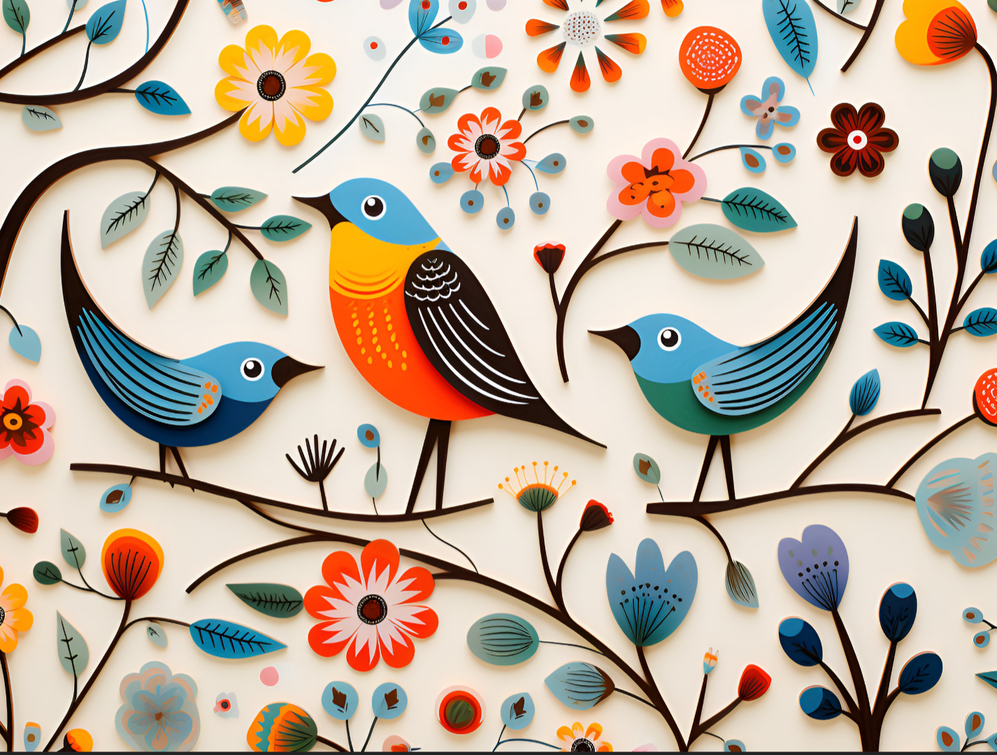 Scandinavian Birds Ceramic Tile