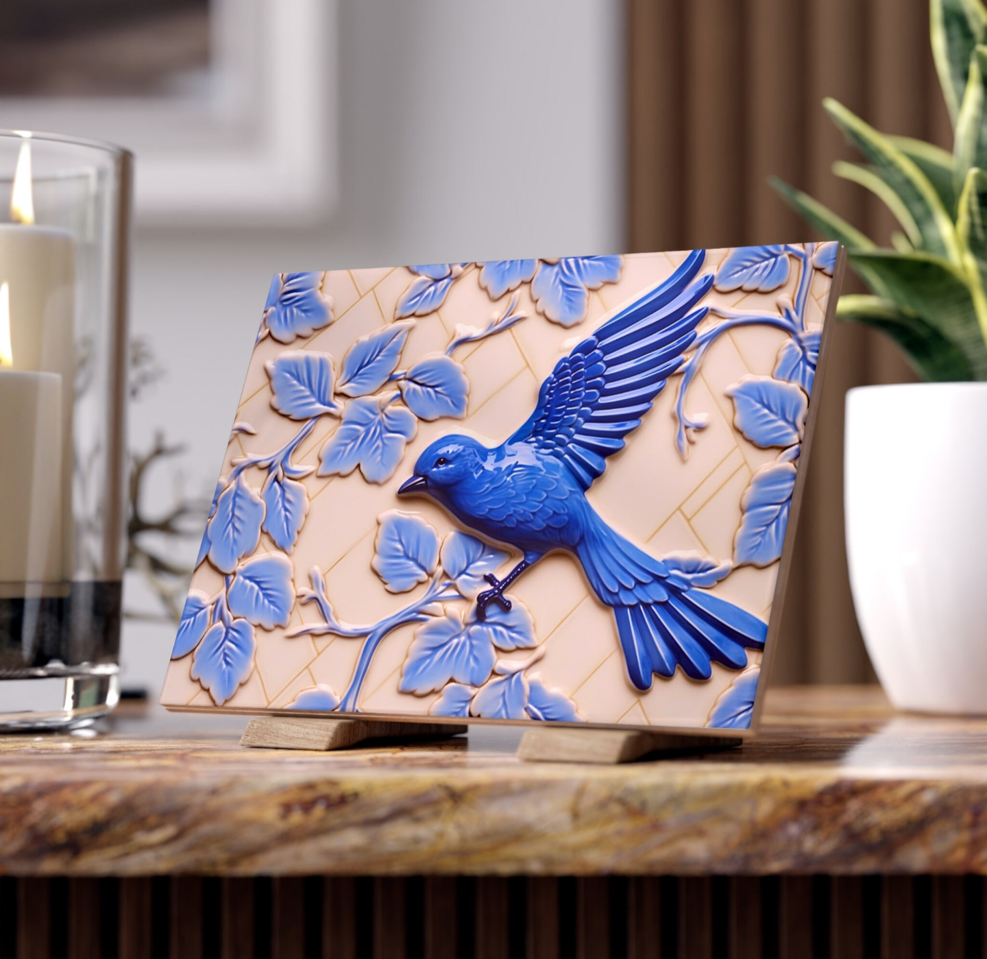 Bluebird Ceramic Tile, Bird Accent Tile