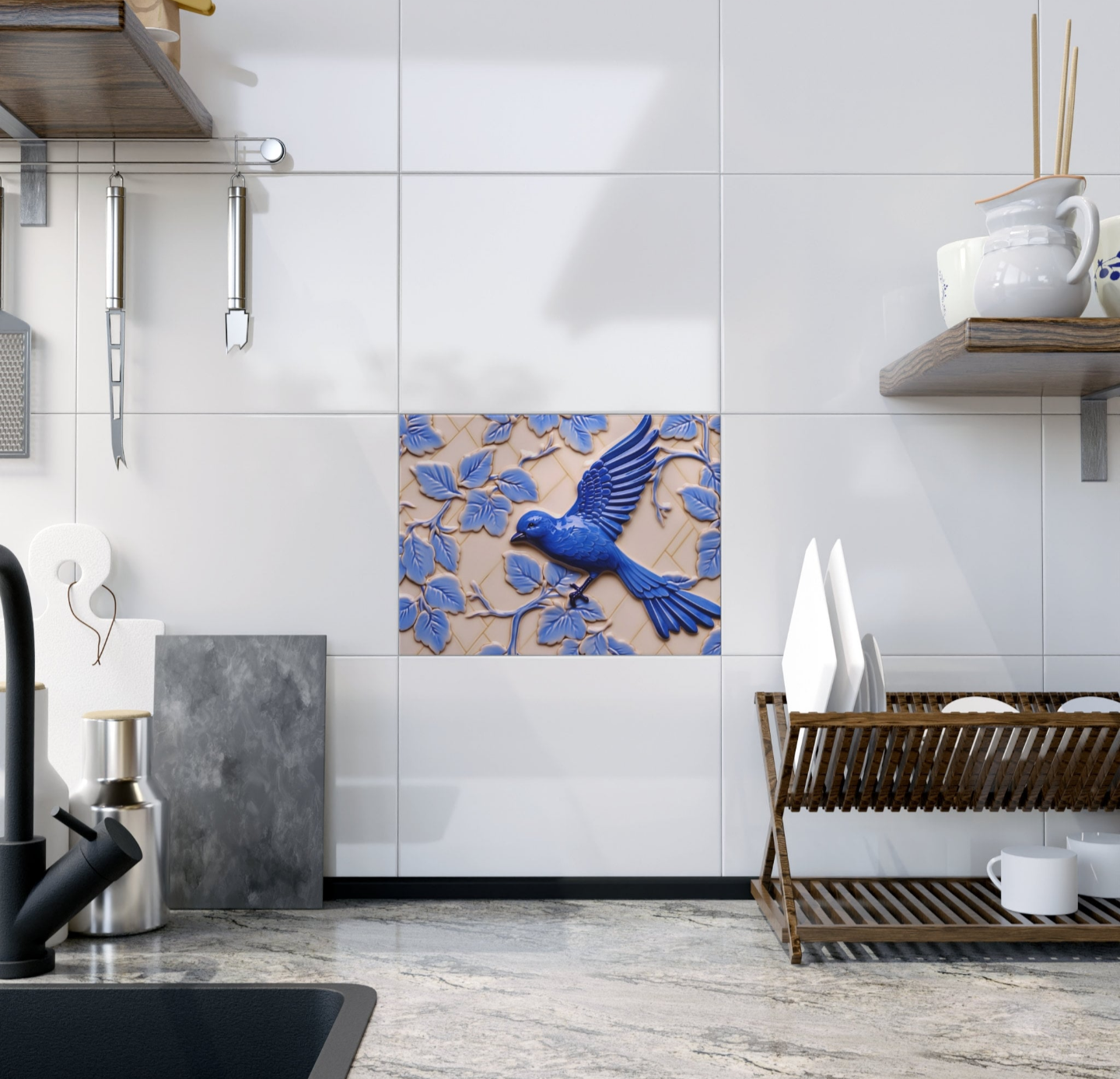 Bluebird Ceramic Tile, Bird Accent Tile