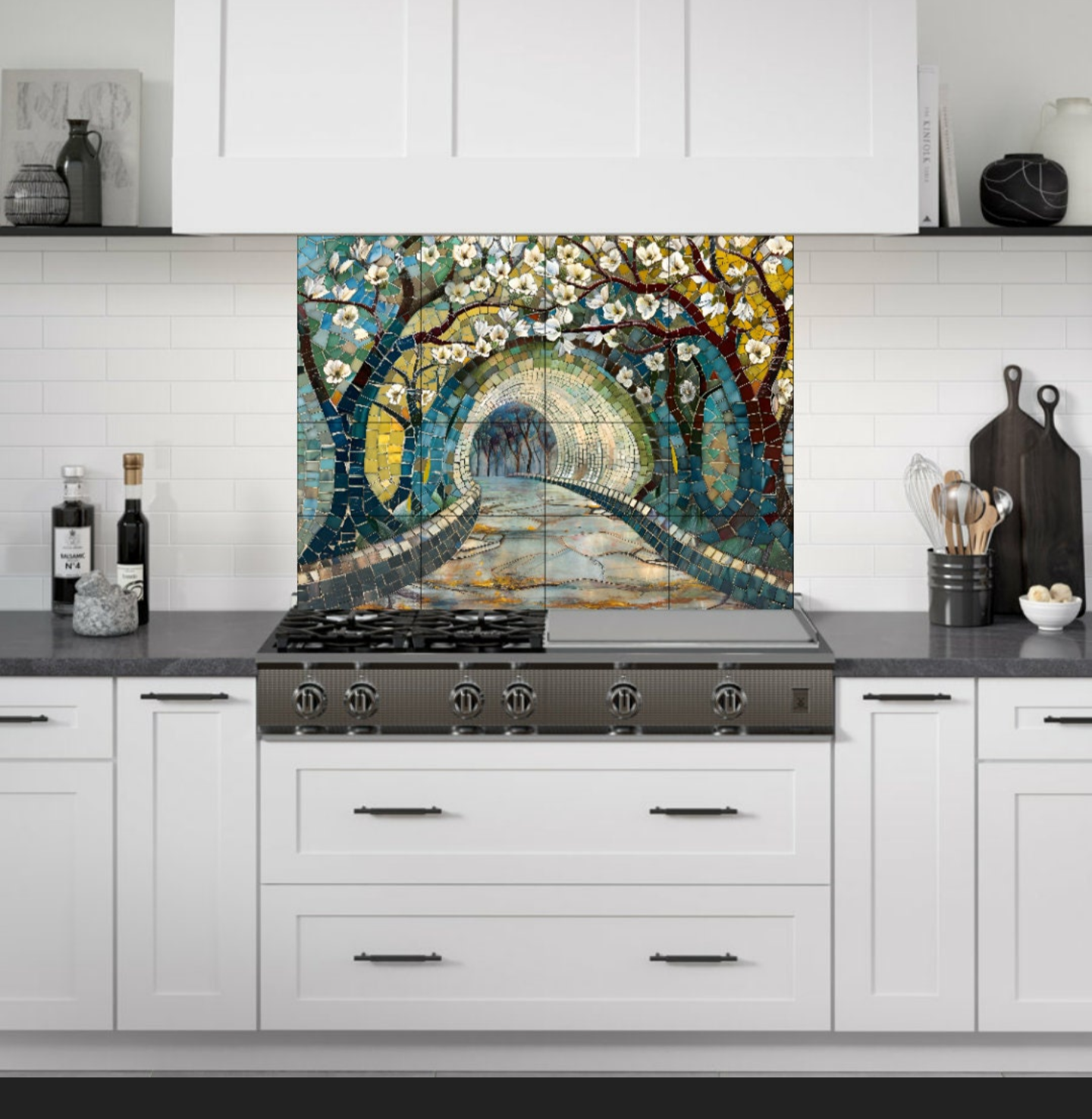 Magnolia Tunnel Ceramic Tile or Mural, Tunnel of Love Mosaic.