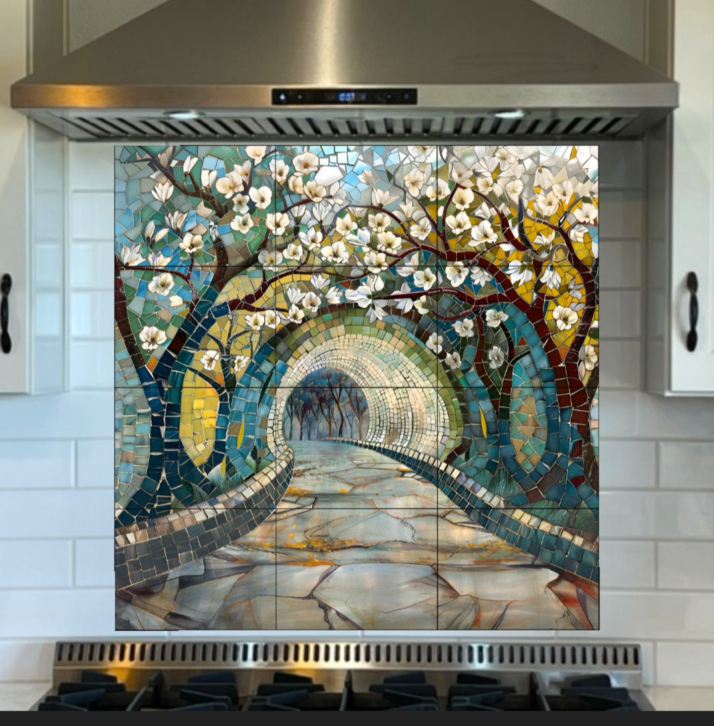 Magnolia Tunnel Ceramic Tile or Mural, Tunnel of Love Mosaic.