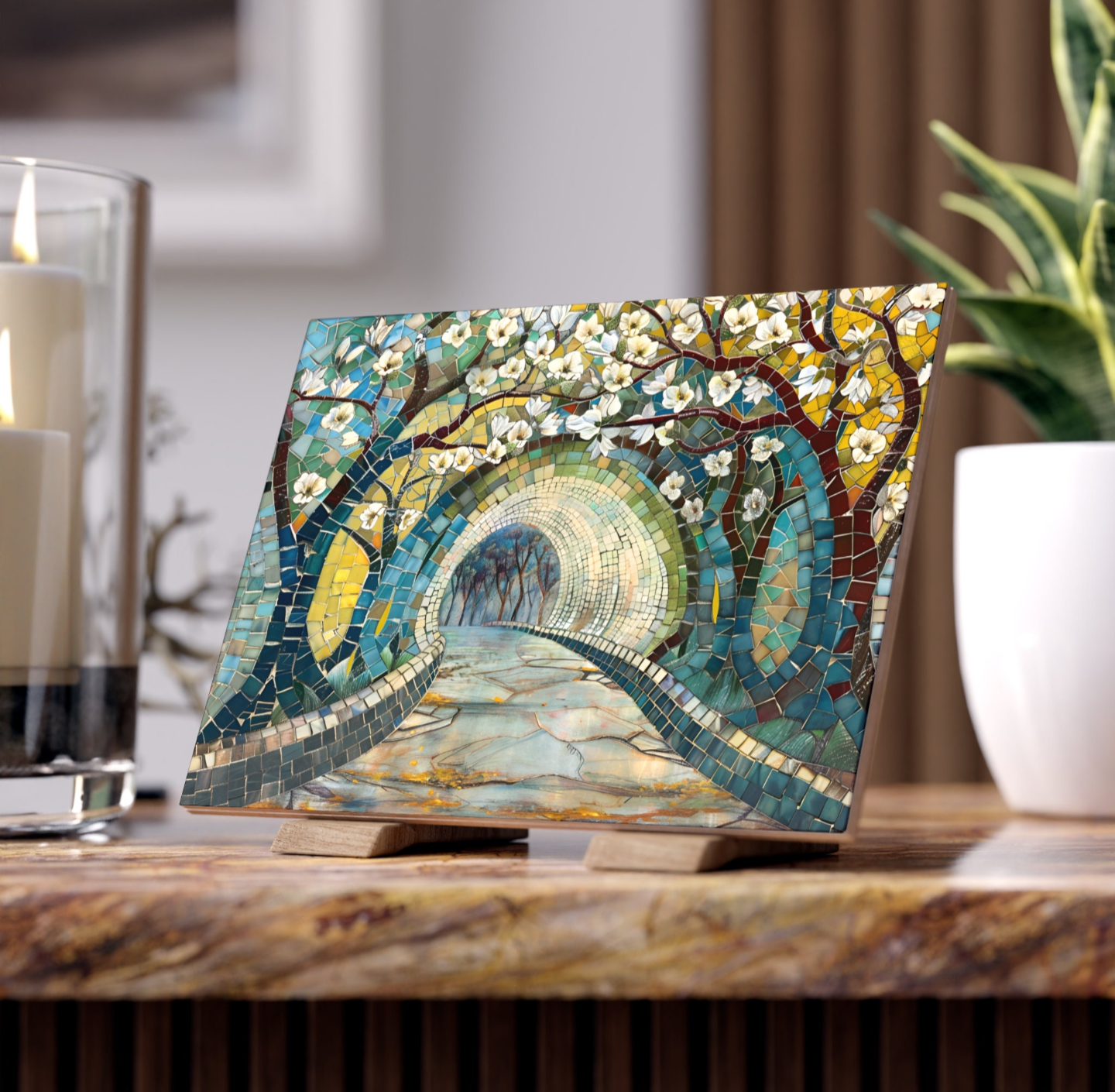 Magnolia Tunnel Ceramic Tile or Mural, Tunnel of Love Mosaic.