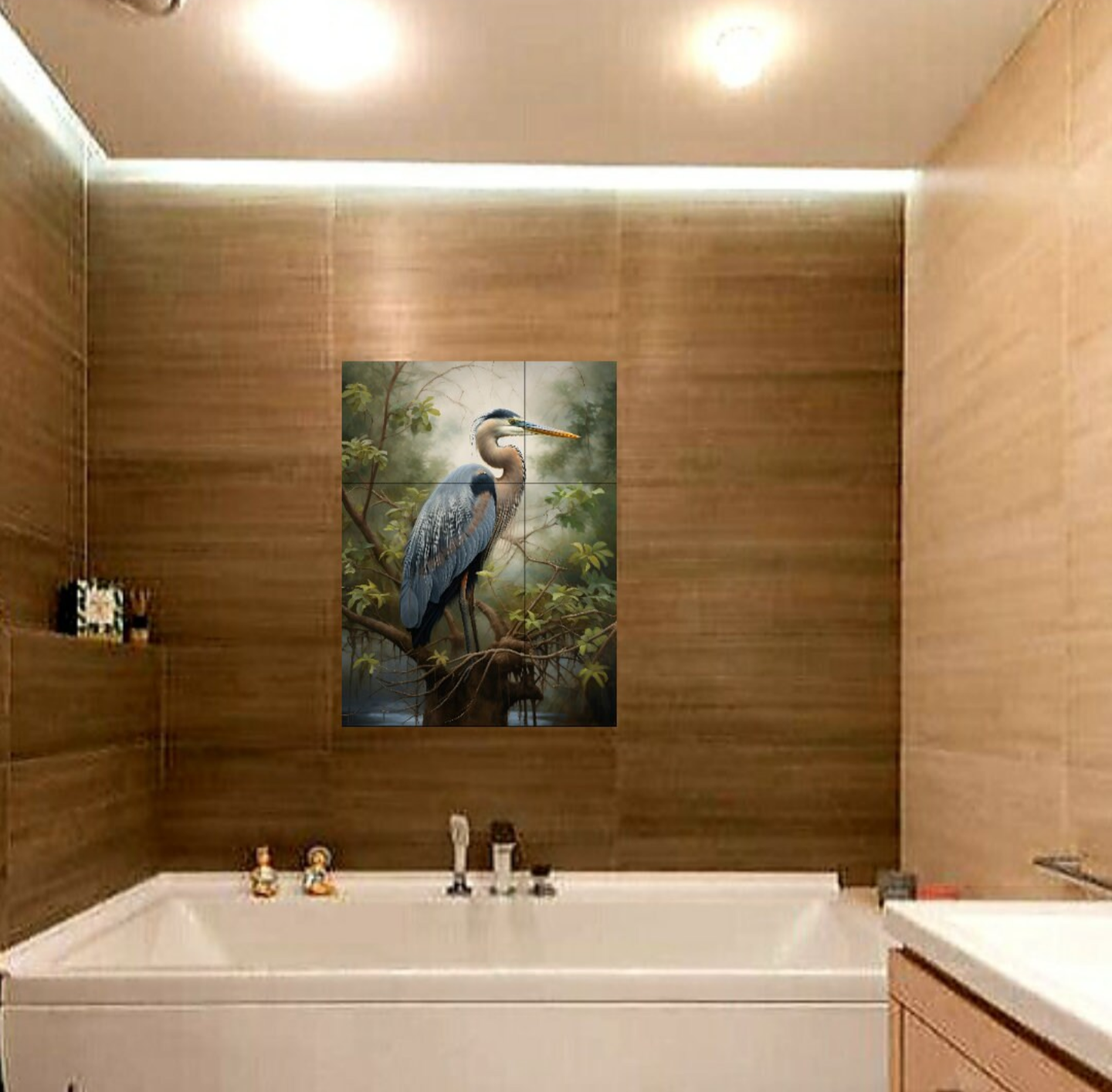 Morning Mist Heron Tile or Mural
