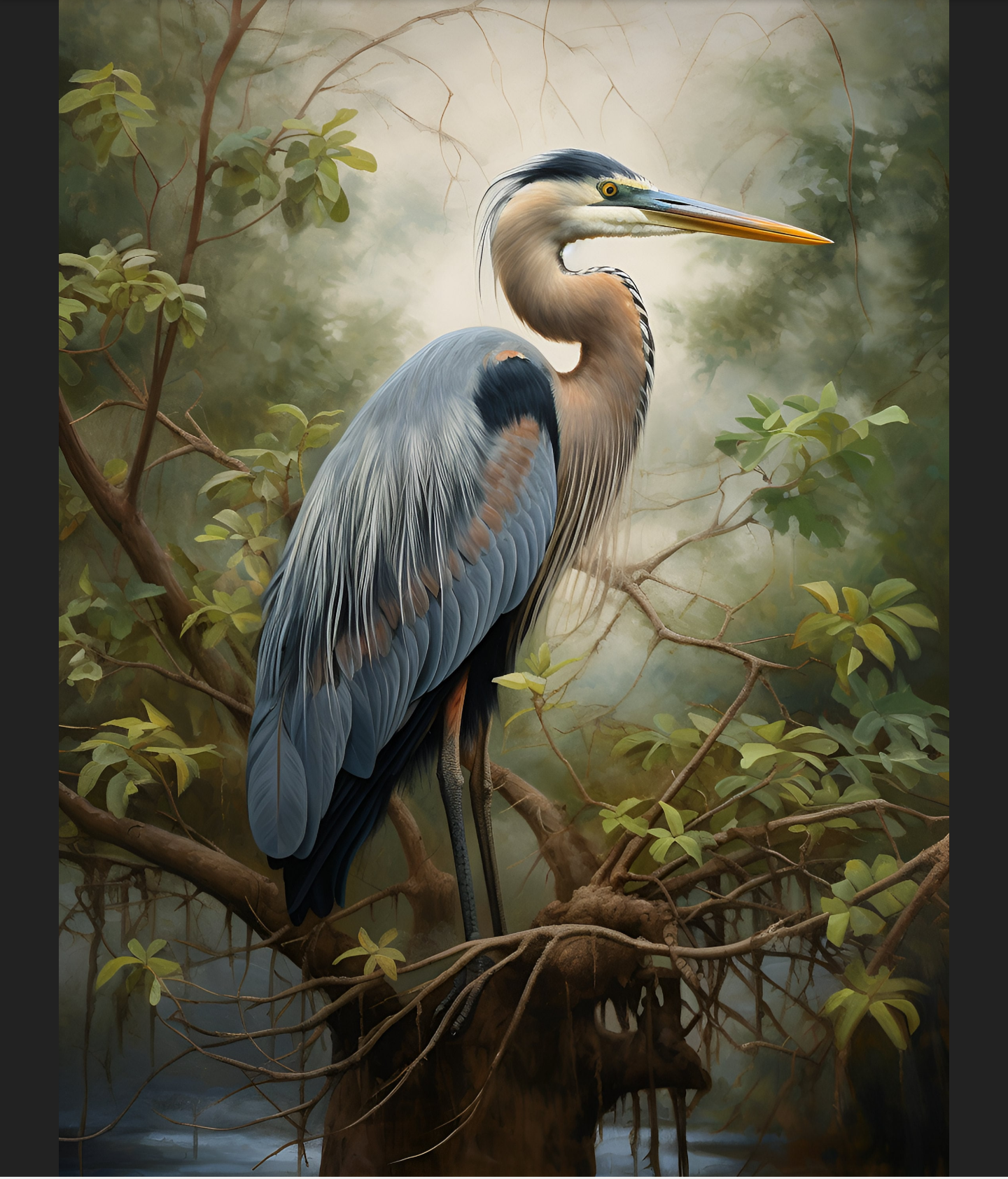 Morning Mist Heron Tile or Mural