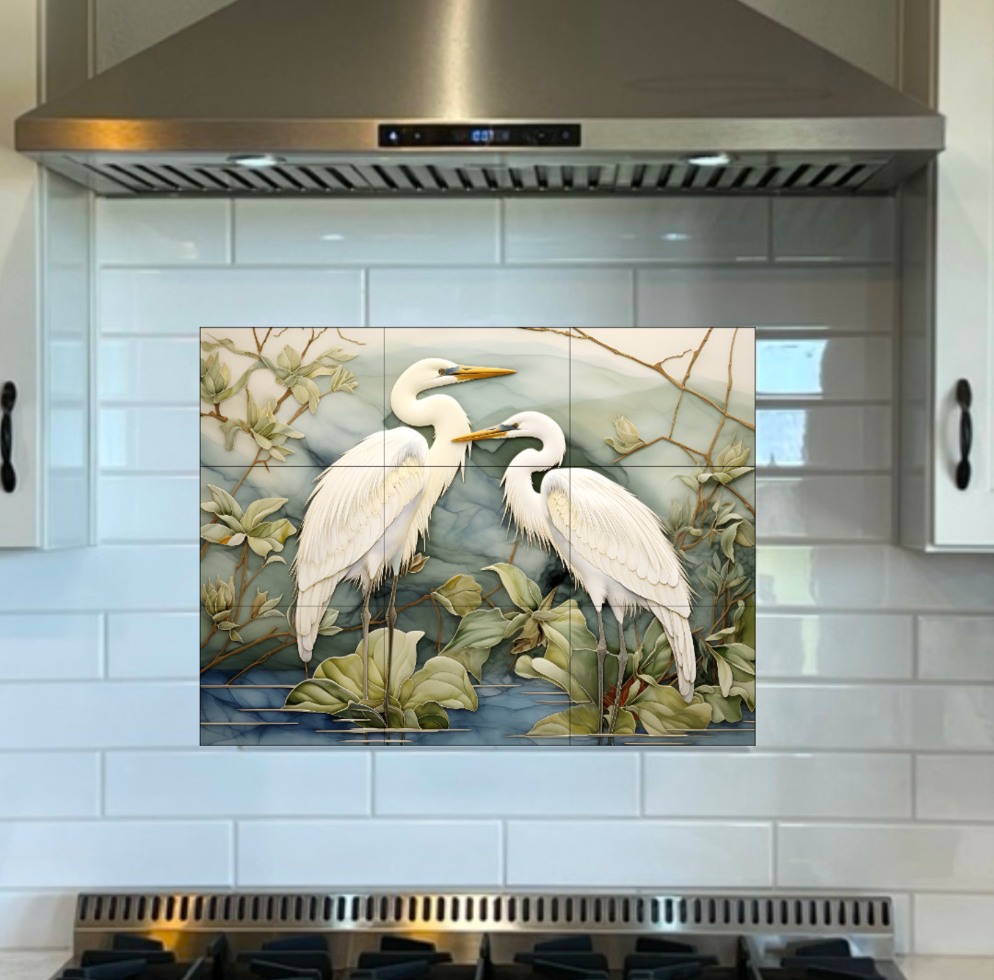 Egrets on the Marsh Tile or Mural