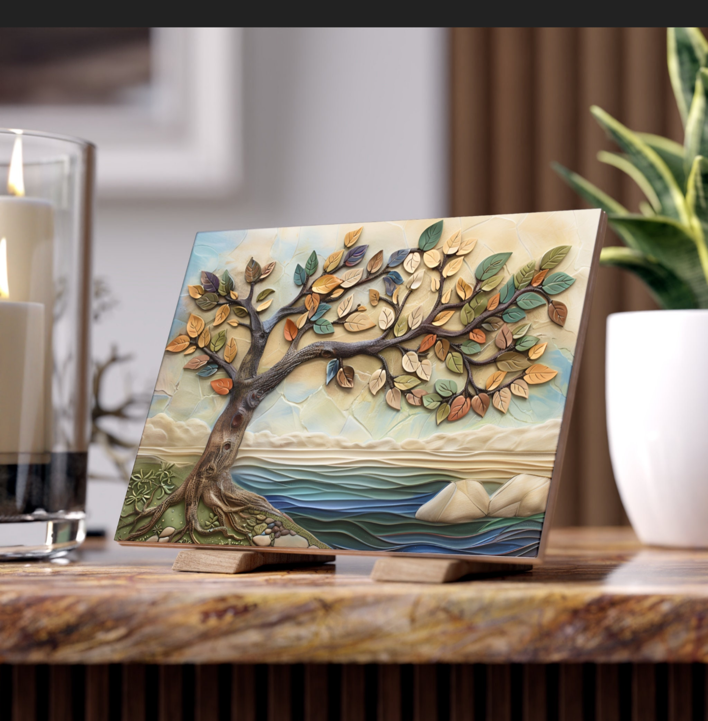 Tree by the Coast Ceramic Tile or Mural.