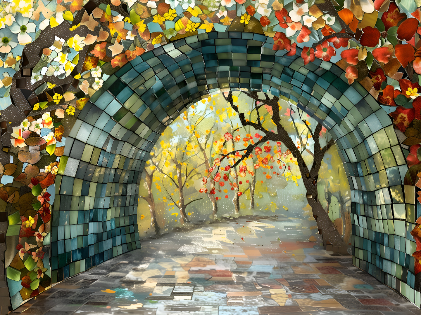 Nature Trail Ceramic Tile or Mural. Walking Path Tile Backsplash.