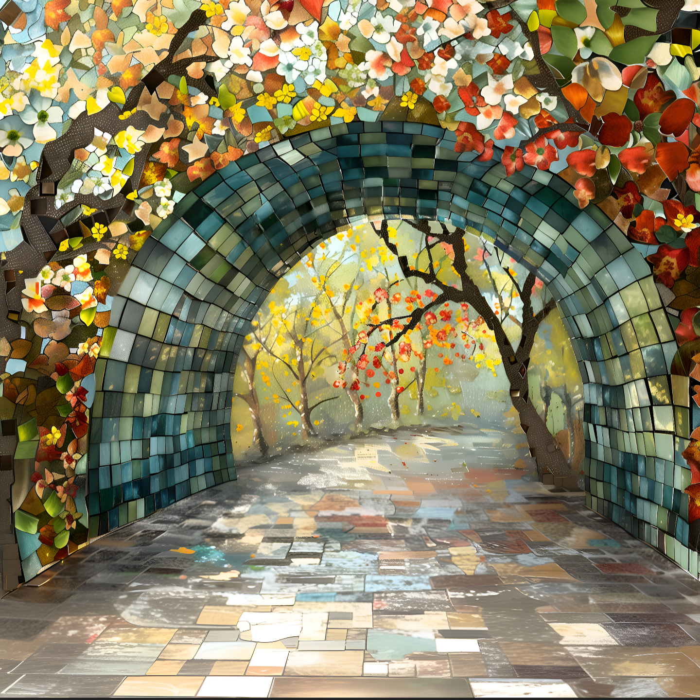 Nature Trail Ceramic Tile or Mural. Walking Path Tile Backsplash.