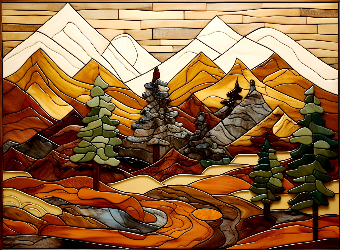 Ceramic Nature Tile or Mural. Mountains Ceramic Tile Backsplash.