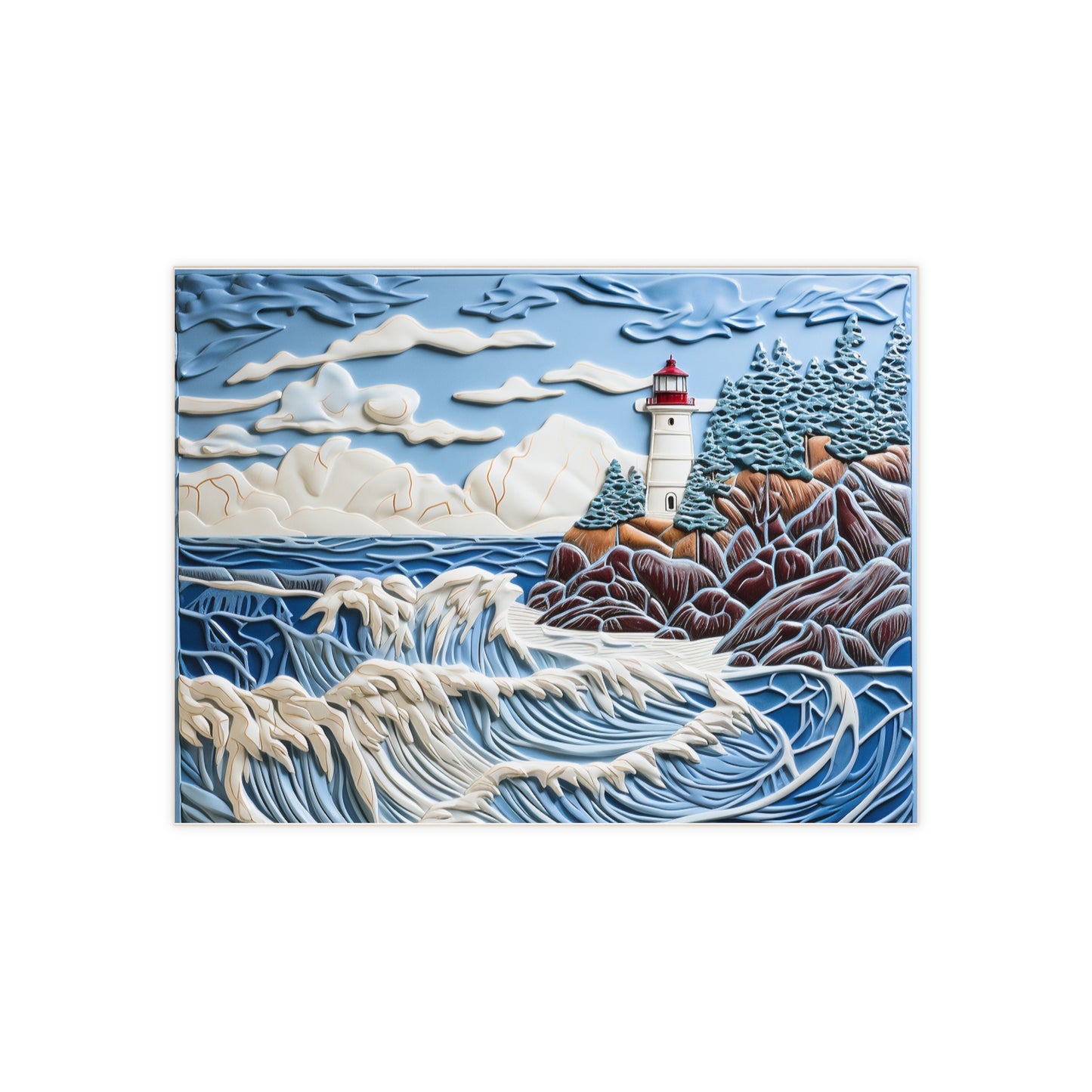 Lighthouse Ceramic Accent Tile or Mural. Kitchen Backsplash Lighthouse Mosaic.