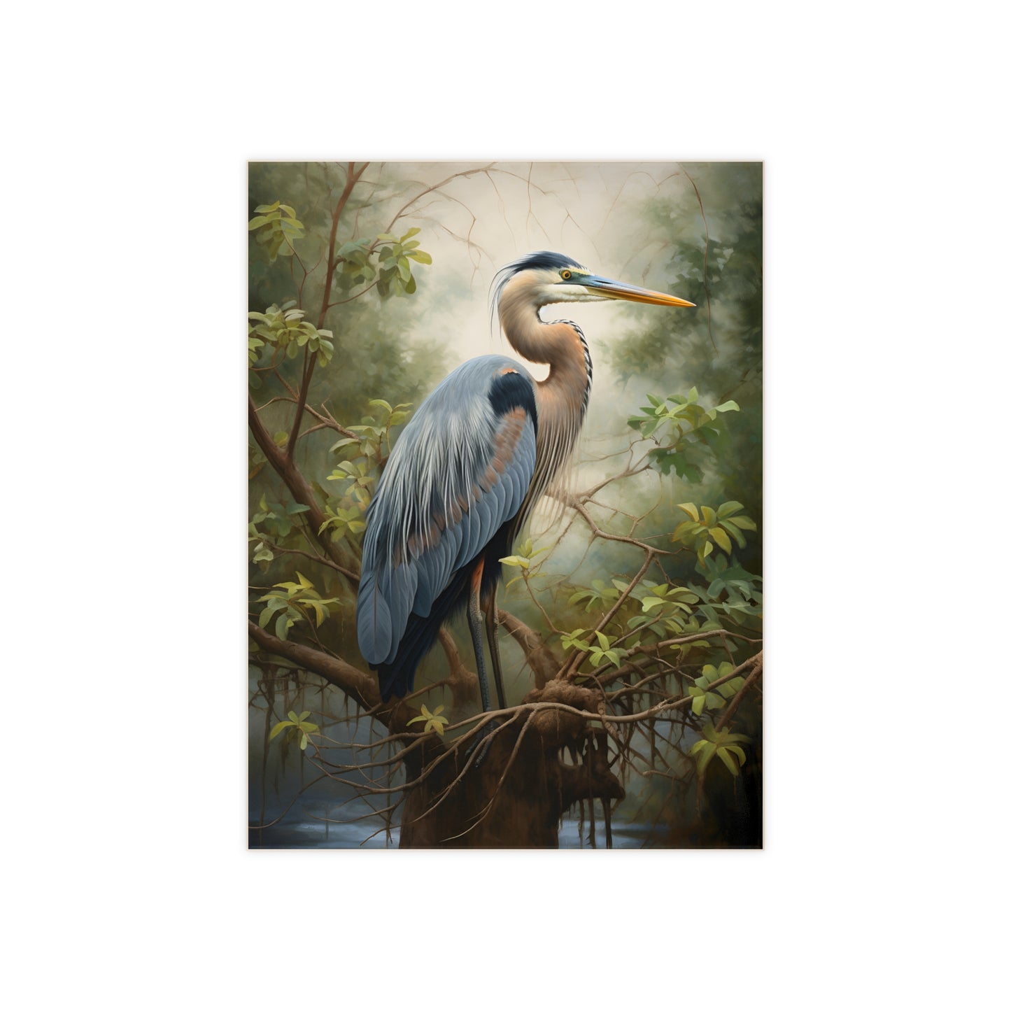 Morning Mist Heron Tile or Mural