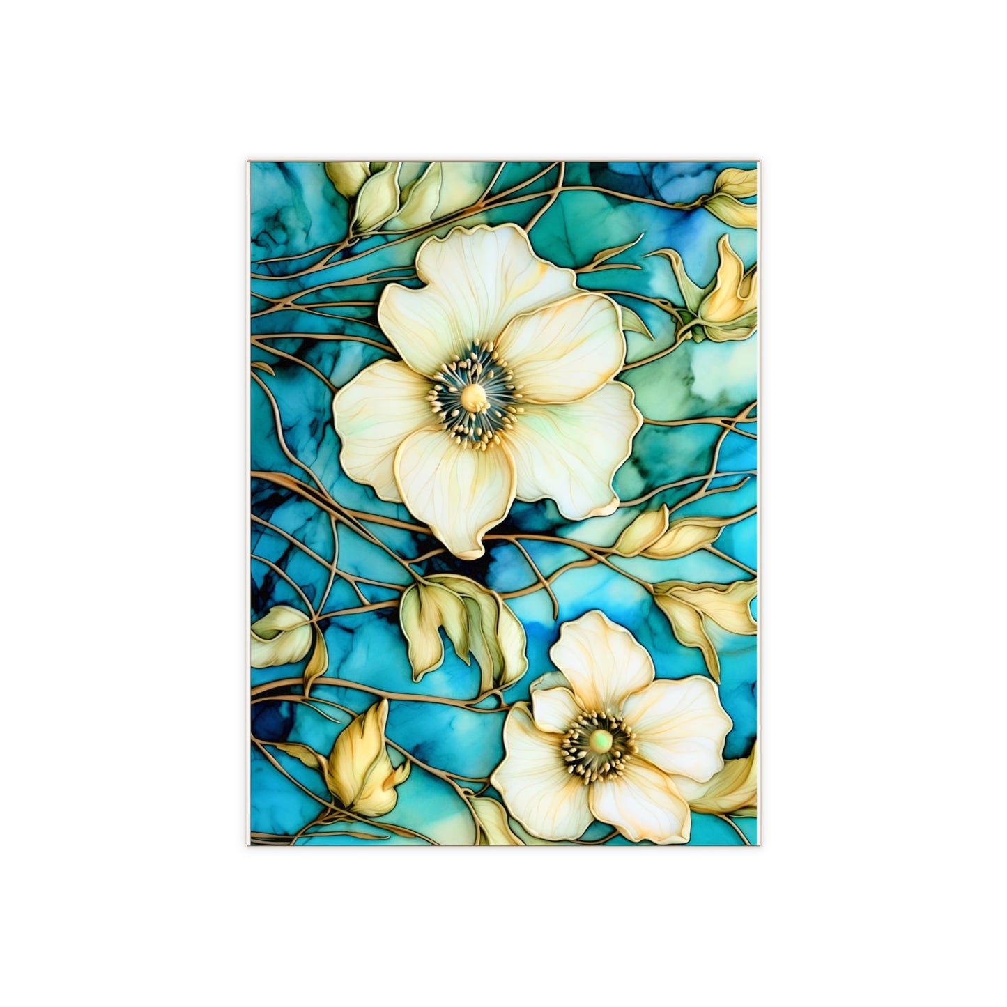 White Wildflowers Ceramic Accent Tile or Mosaic.