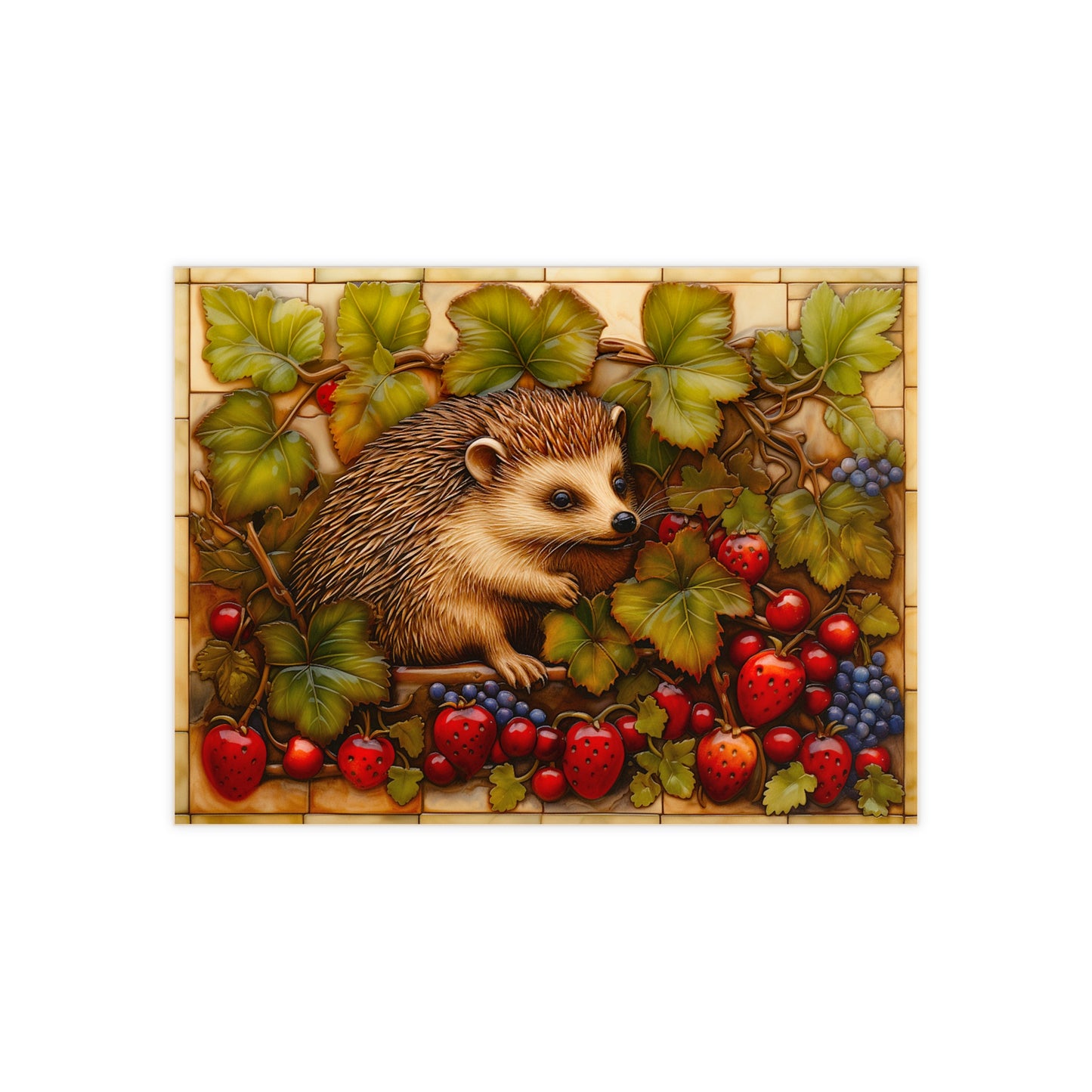 Hedgehog Ceramic Photo Tile. Set of 2.