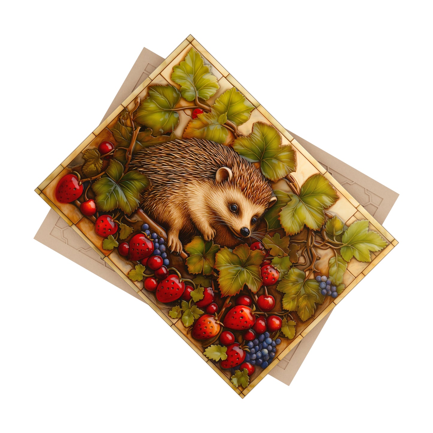 Hedgehog Ceramic Photo Tile. Set of 2.