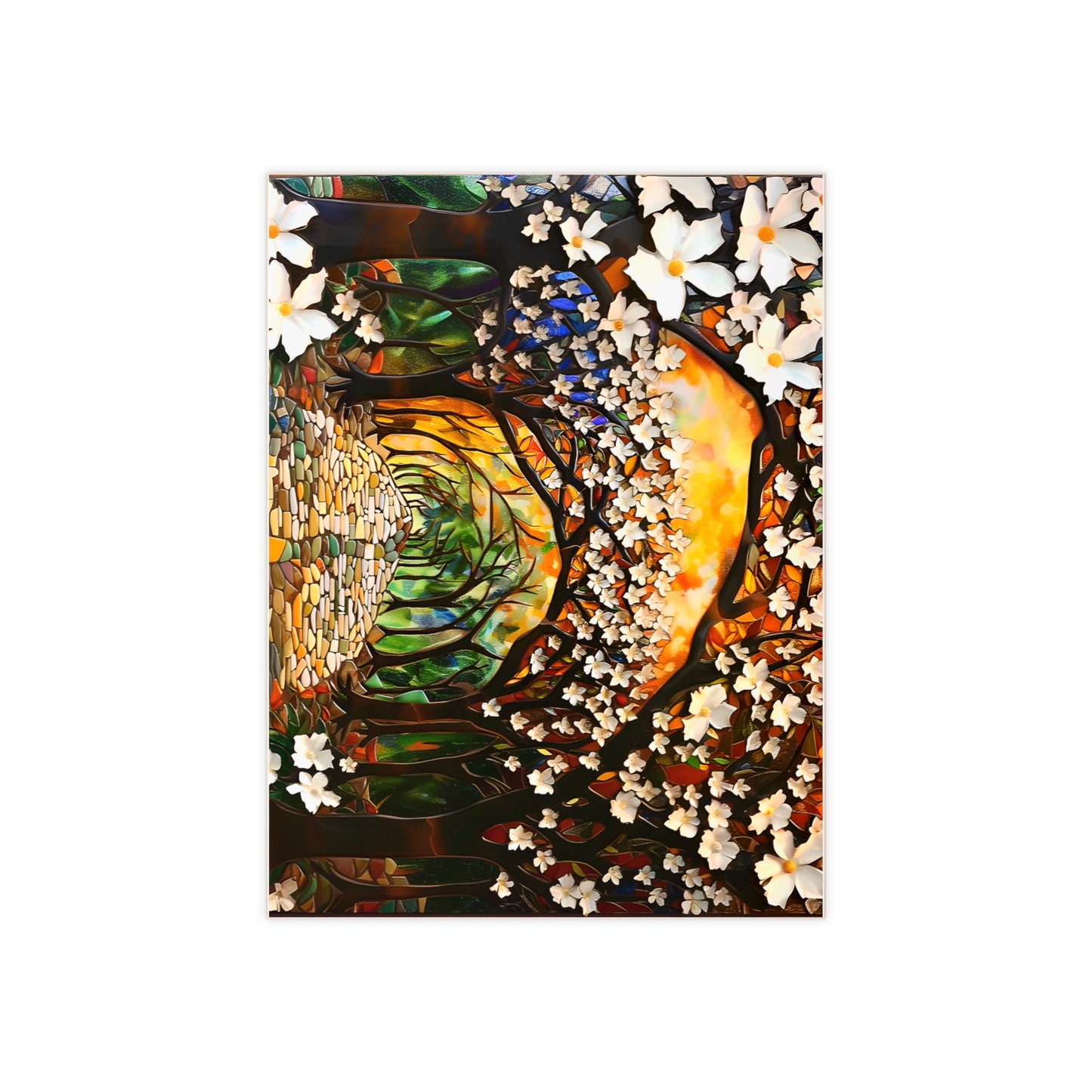 Arboreal Canopy Ceramic Tile or Mural. Floral Backsplash.