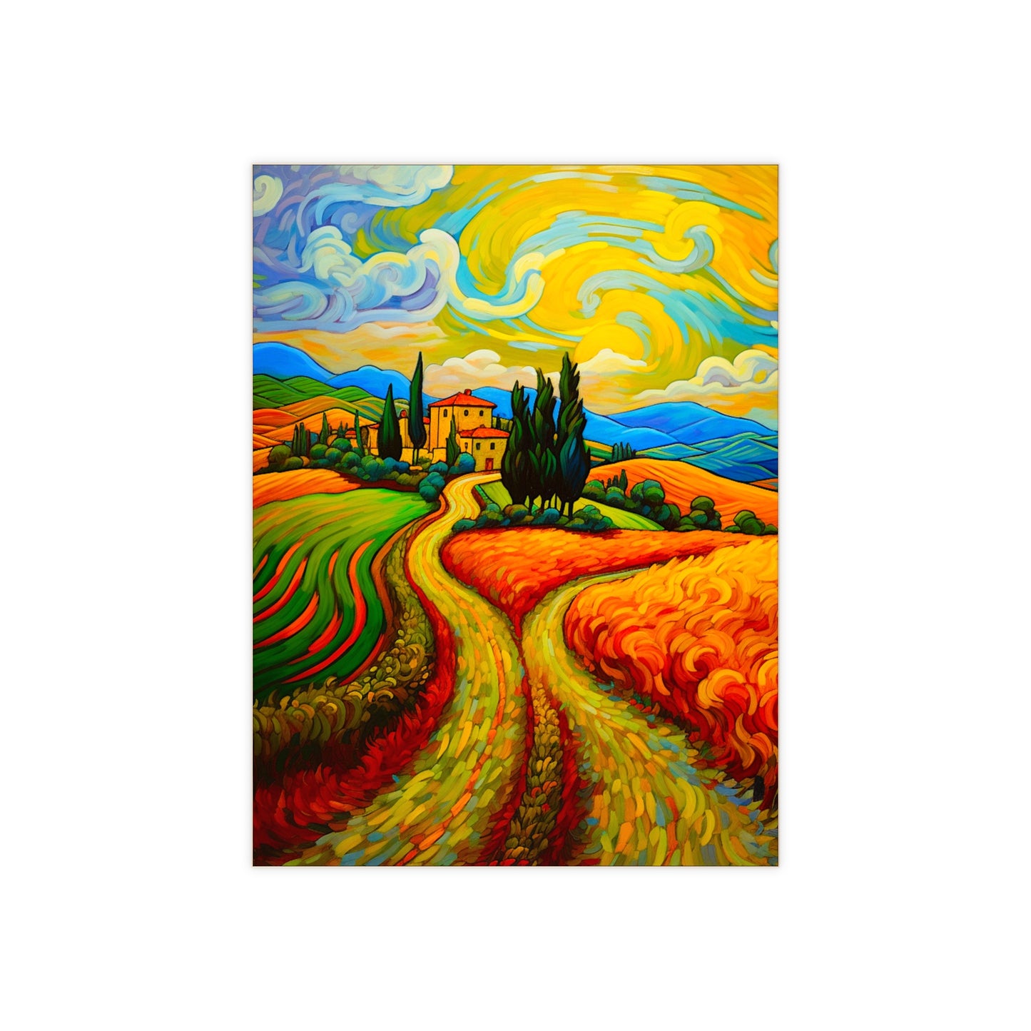 Tuscany Ceramic Wall Tile, Countryside Wall Tile, Country Landscape Accent Tile