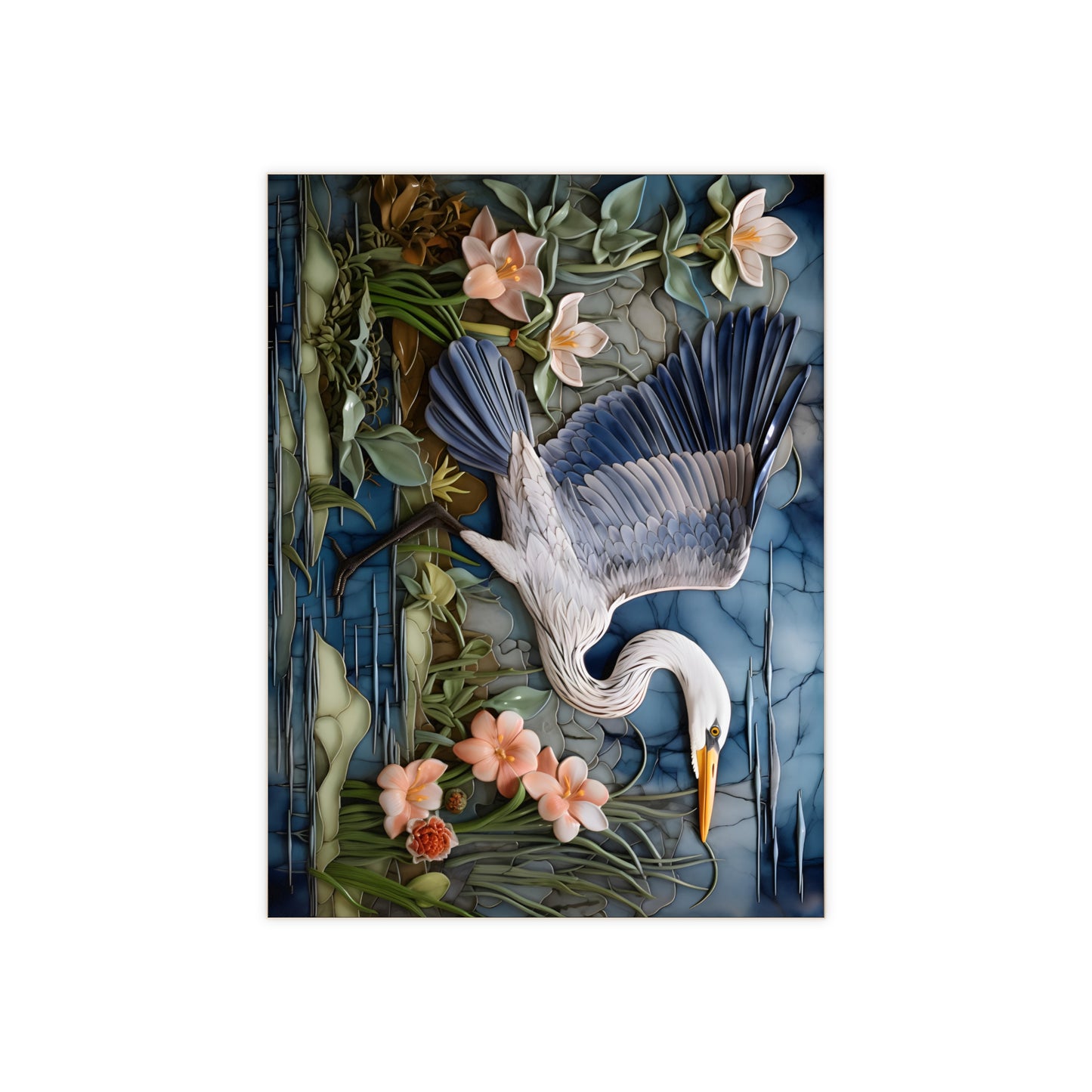 Blue Heron in Flight Ceramic Tile or Mural.