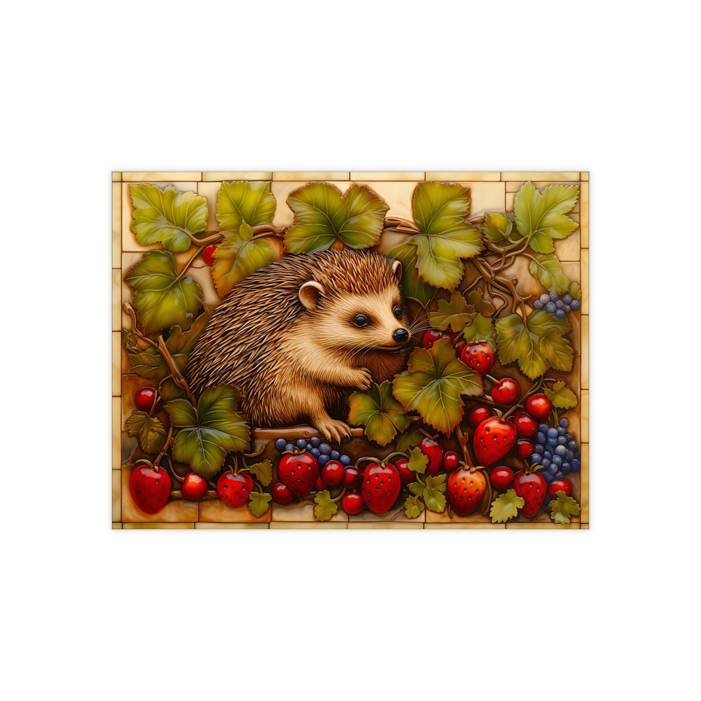 Hedgehog Ceramic Photo Tile. Set of 2.