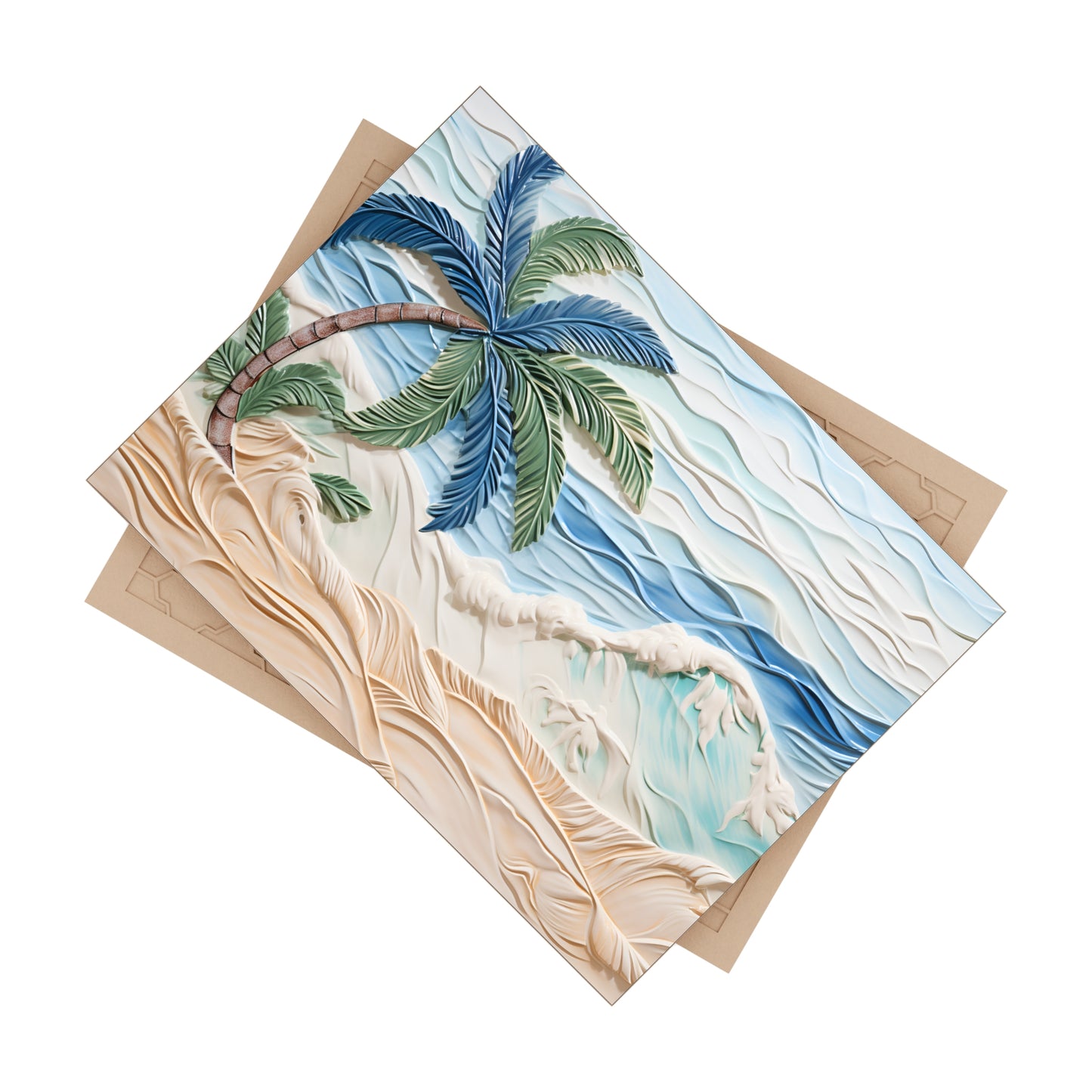 Palm Tree by the Ocean Ceramic Tile, Beach Accent Tile, Seaside Decorative Tile