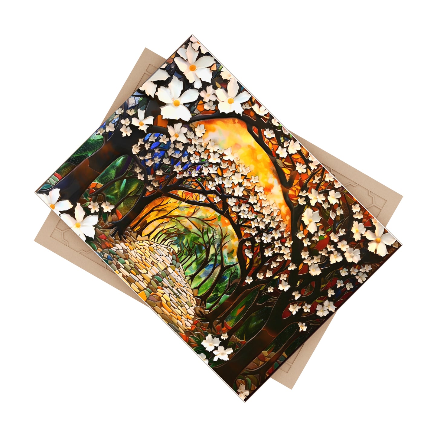 Arboreal Canopy Ceramic Tile or Mural. Floral Backsplash.