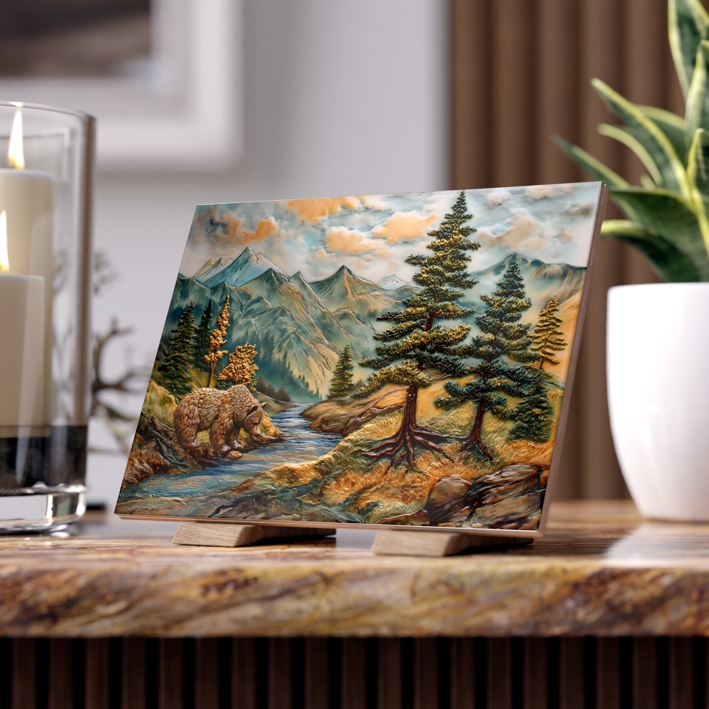 Bear in the Wilderness Ceramic Tile or Mosaic.