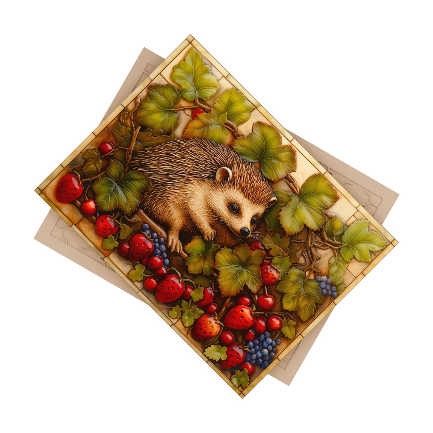 Hedgehog Ceramic Photo Tile. Set of 2.