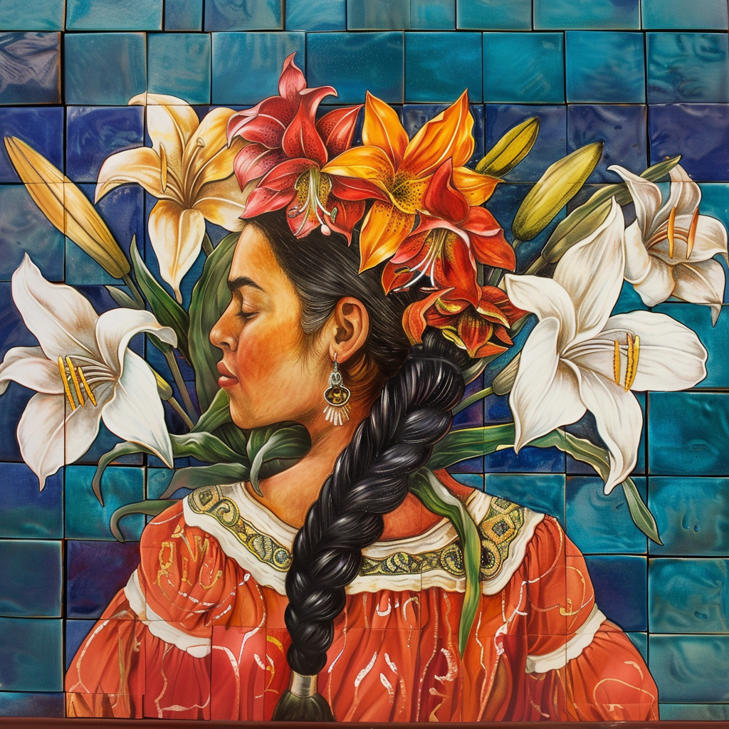 Mexican Woman with Lilies