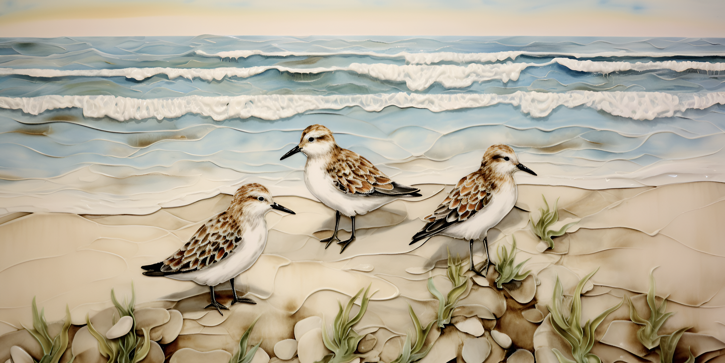Sanderlings Ceramic wall mosaic.