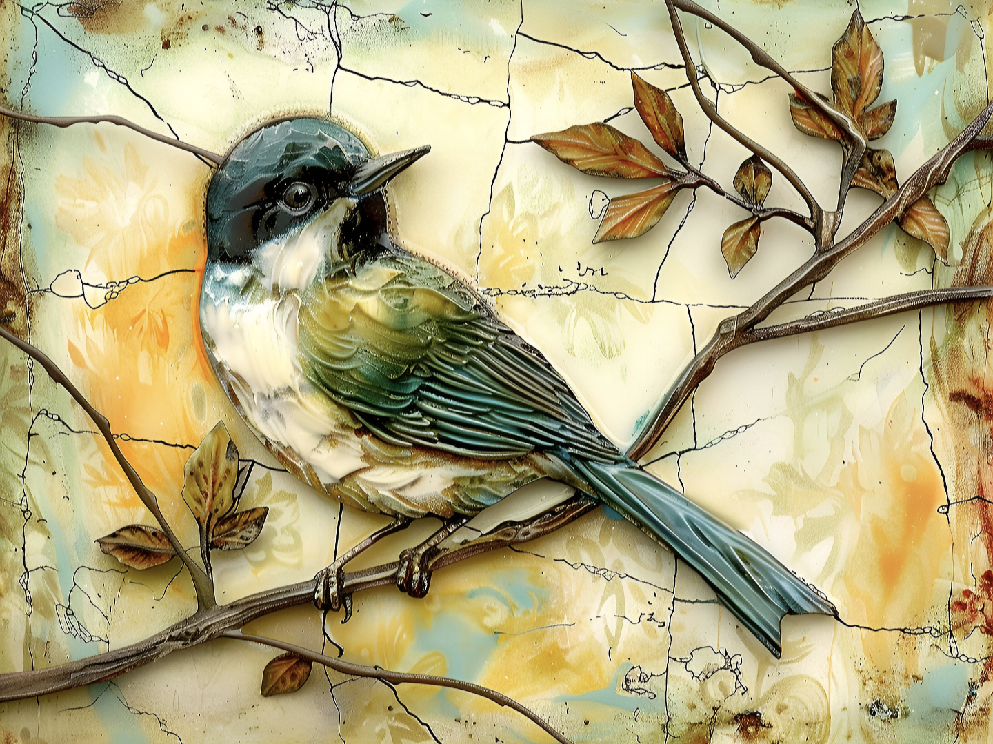 Chickadees Ceramic Tile set. 22 tiles.