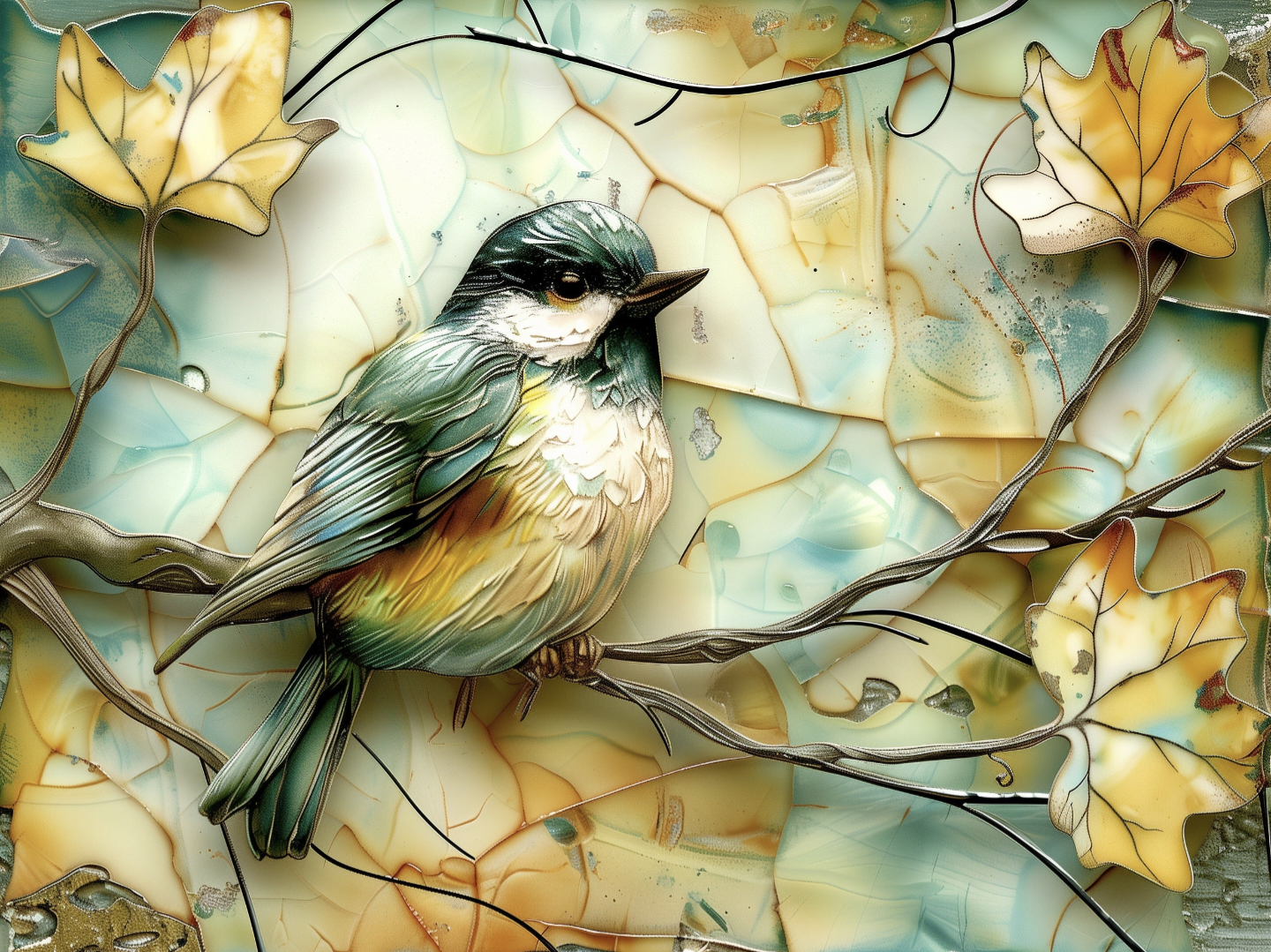 Chickadees Ceramic Tile set. 22 tiles.