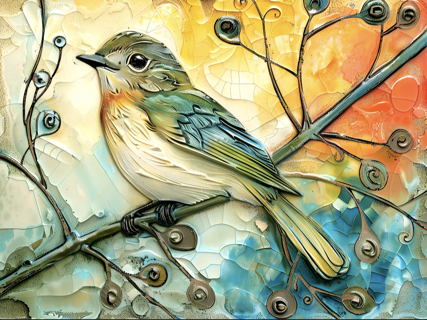 Chickadees Ceramic Tile set. 22 tiles.