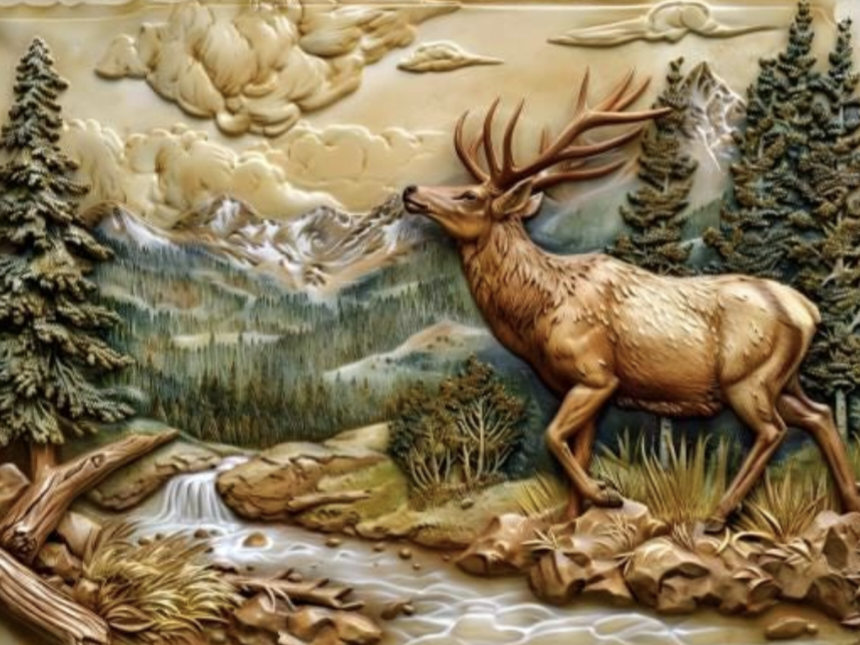 Mountain River Ceramic Tiles. Set.