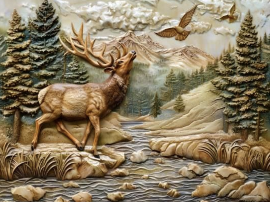 Mountain River Ceramic Tiles. Set.