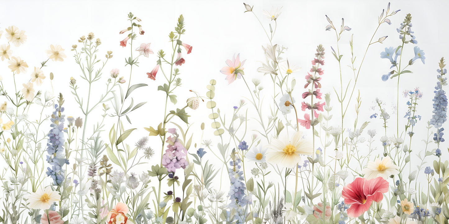 Summer Cottage Flowers Ceramic Tile Mural.