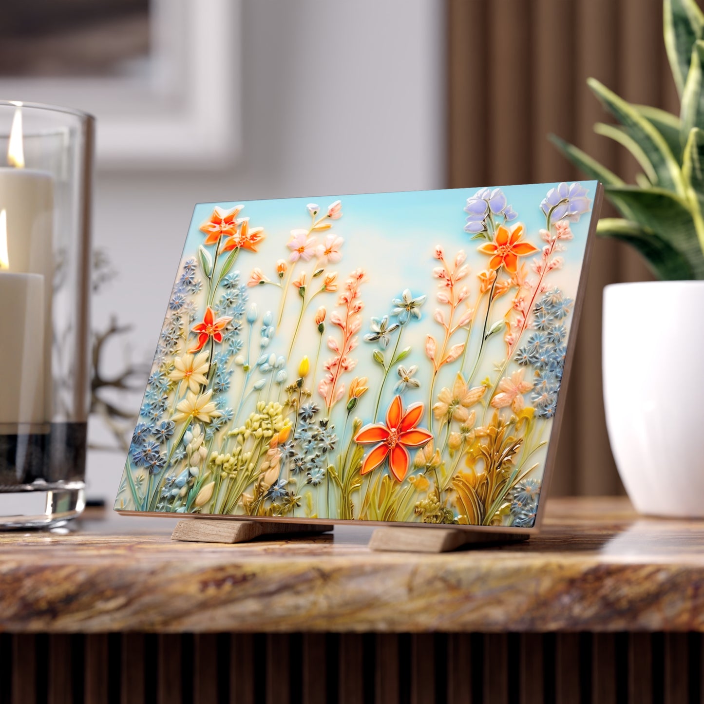 Wildflowers Ceramic Tile, Accent Tile