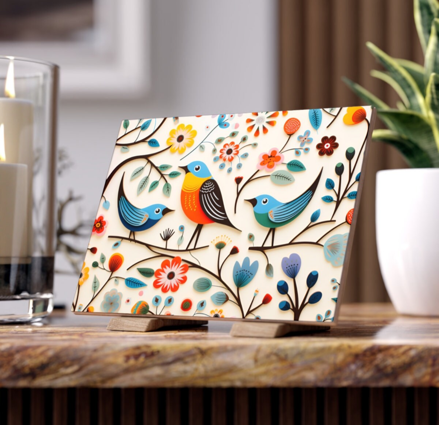 Scandinavian Birds Ceramic Tile